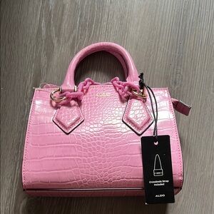 Aldo Pink Croc-Embossed Handbag